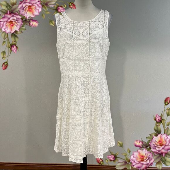 Tommy Hilfiger White sleeveless Lace Mini Dress size 14 - Picture 1 of 13